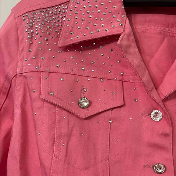 Pink Studded w Rhinestone Buttons Christine Alexander Women's Jacket-Size S - Picture 4 of 7